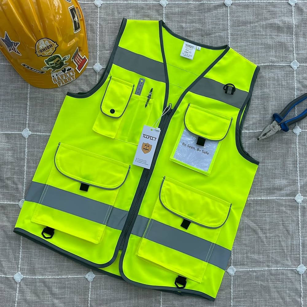 Amazon Vest M/Lサイズ TCCFCCT Red Safety Vest for Men Women 9 Pockets High